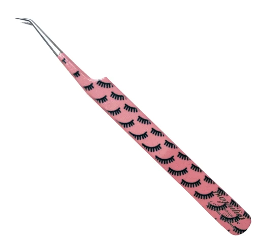 Pęseta Zakrzywiona 75 stopni - Pink Diamond idealna do metody bujanej dla osób ceniących precyzyjność, jakość i elegancki design.webp