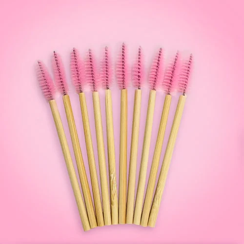 Jednorazowe Ekologiczne Różowe Szczoteczki do rzęs - 10 sztuk - Magnitica Lashes.webp